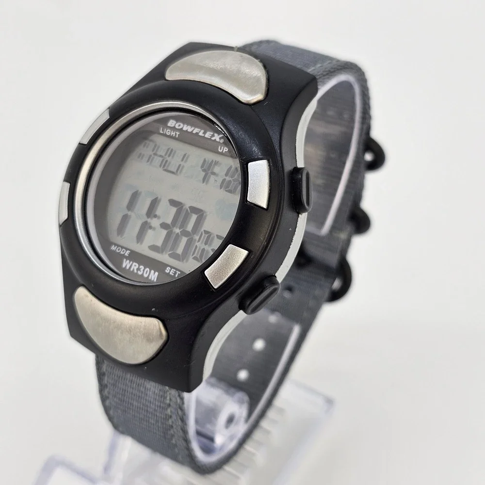 Bowflex‎ Digital Fitness Men's Watch 42MM New Gray Canvas Bands New Battery